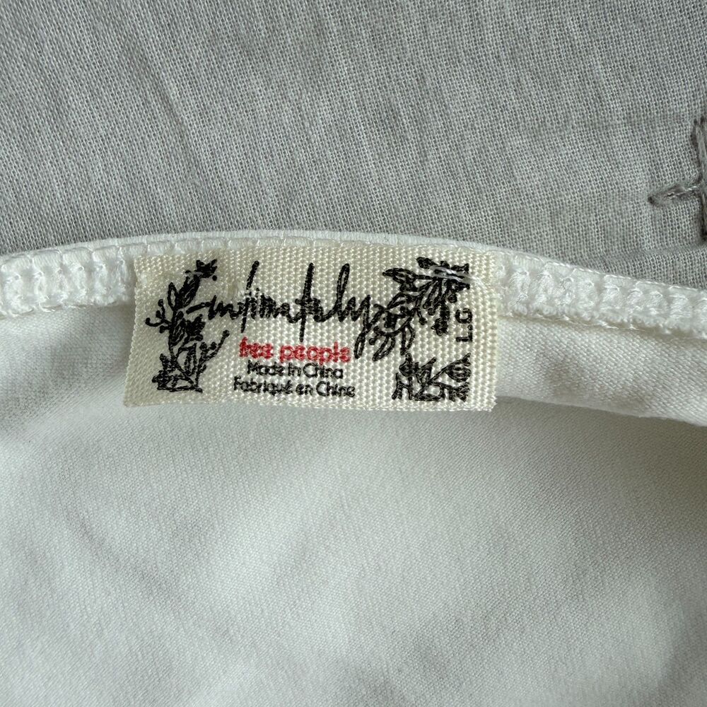 Free People Sugar Free Bodysuit Size L White Sheer Lace Black Trim NWOT - Picture 7 of 7